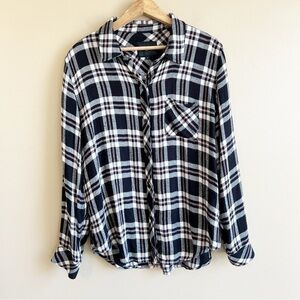 RAILS Hunter Plaid Shirt size large button down black ivory mauve